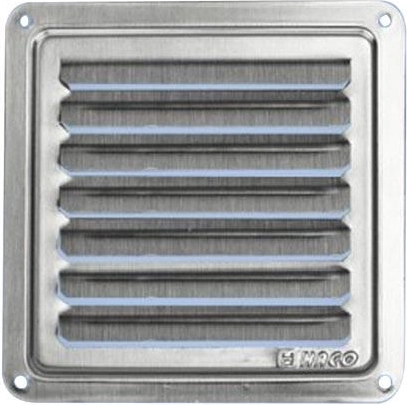 Rejilla de ventilación de acero inoxidable 100 × 100 mm con lamas fijas