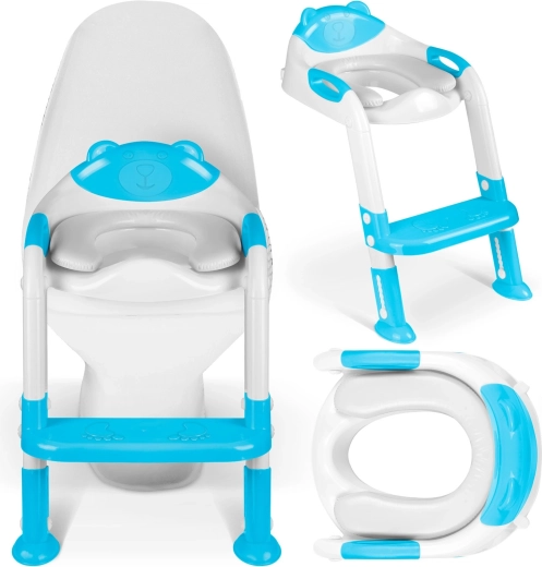 Asiento de WC infantil con ranuras y escalones Ricokids azul