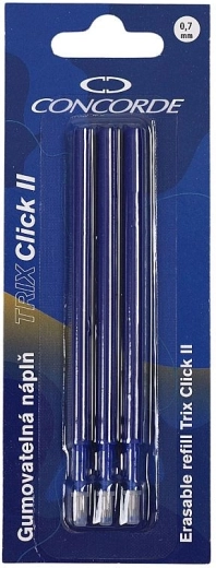 Recambio para bolígrafo de gel borrable azul CONCORDE TRIX Click II, 3 uds.