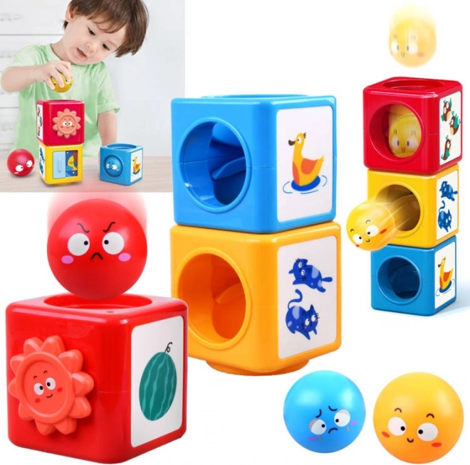 Juego de construcción colorido y torre de clasificación para niños