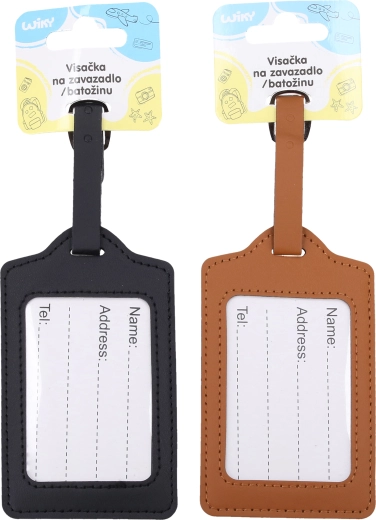 Etiqueta para equipaje de cuero sintético de 10,3 × 6,5 cm
