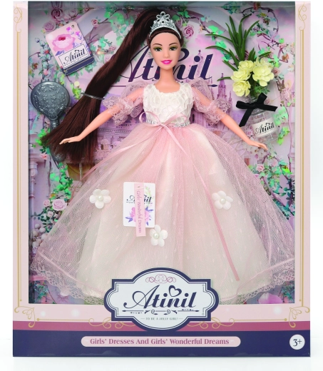 Muñeca con vestido de gala y accesorios 28 cm