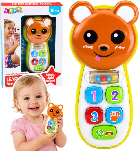 Teléfono infantil interactivo osito con espejo, sonajero, luces y sonidos