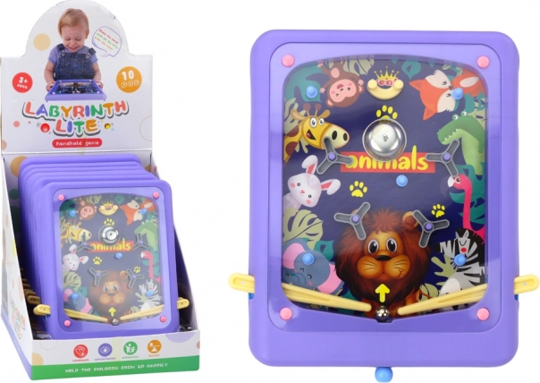 Juego de destreza pinball con animales morado