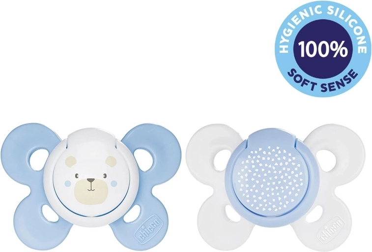 Chupete Chicco Physio Comfort de silicona 2–6 m, diseño osito/puntos, 2 uds