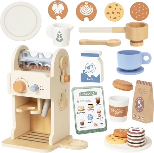 Set completo de accesorios y menú de cafetería