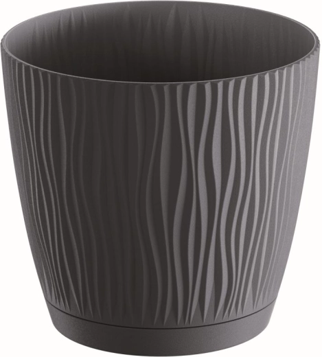 Maceta Sandy P con plato 23,9 cm antracita