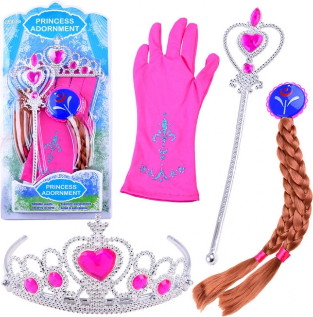 Set de disfraz Princesa con corona y trenzas