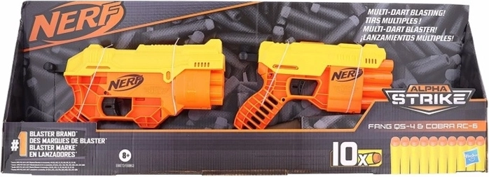 Nerf Alpha Strike Fang y Cobra – set de 2 blásters de espuma con 10 dardos