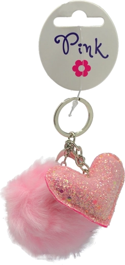 Llavero pompon en forma de corazón