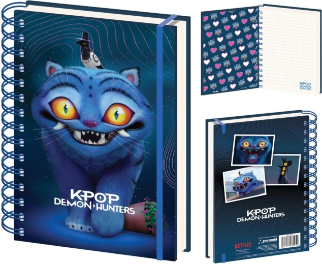 Bloc de notas A5 rayado con encuadernación de espiral y efecto lenticular de K-pop Demon Hunters, tigre Derpy