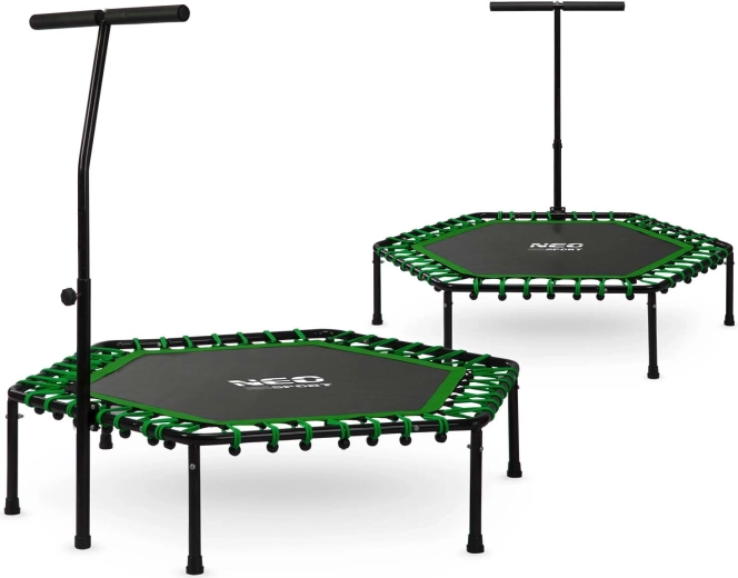 Neo-Sport cama elástica fitness hexagonal con manillar 127 cm verde