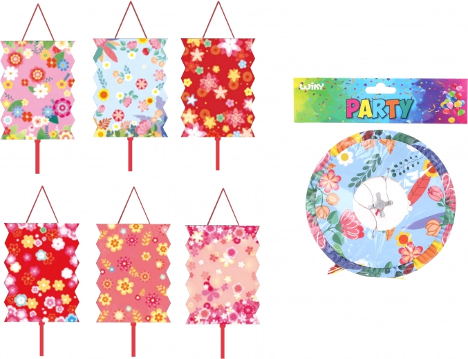 Farolillo cilíndrico 16 cm con motivo floral