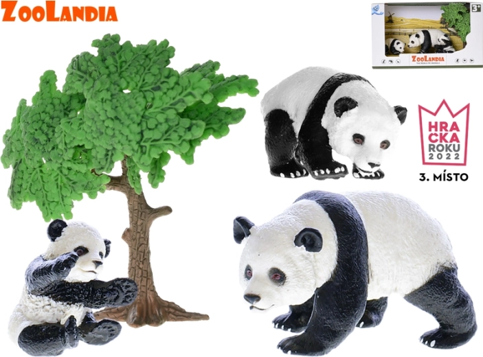 Zoolandia panda con crías y accesorios – set de figuras para el zoo