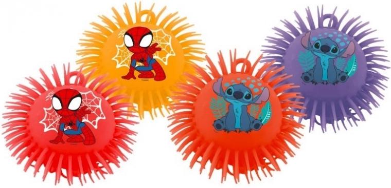 Pelota de goma peluda SPIDEY y STITCH 17 cm