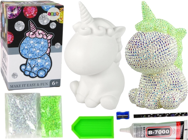 Kit DIY Unicornio Pintura con Diamantes Verde