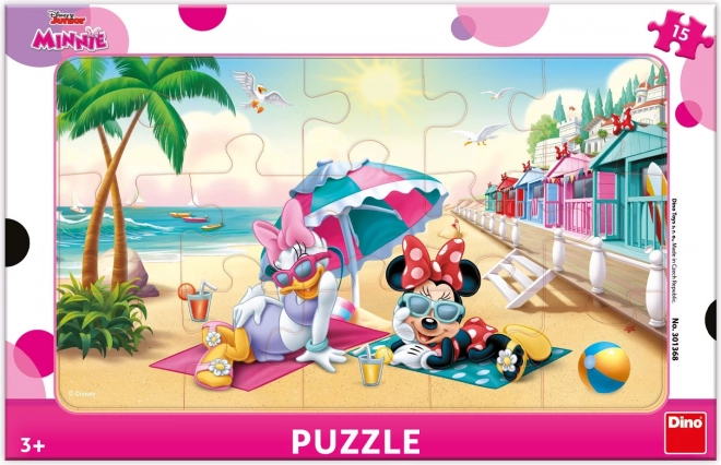 Puzle DINO Minnie y Daisy en la playa (15 piezas)