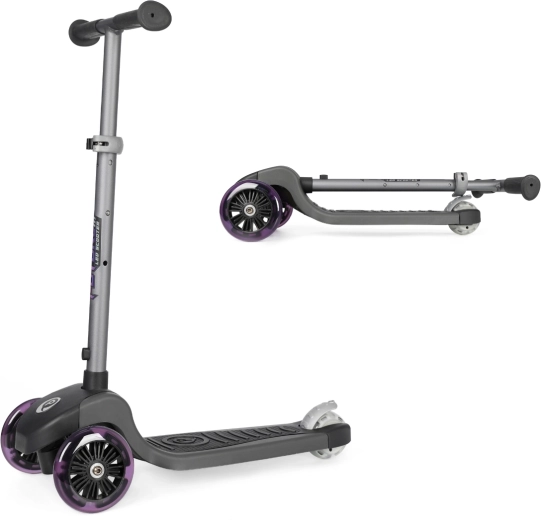 QPlay Future eco patinete infantil de tres ruedas con LED morado