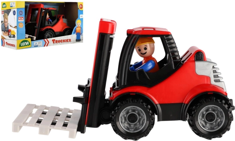 Carretilla elevadora infantil LENA Truckies baby con palé y figurita