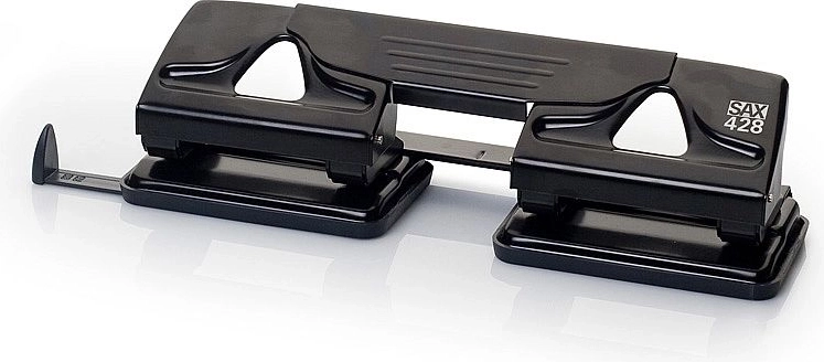 Perforadora SAX 428 negra – perforadora de oficina de cuatro agujeros