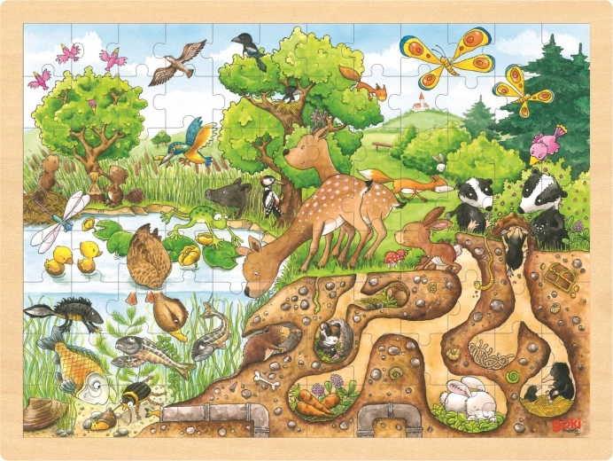Puzzle de madera Goki Exploración de la naturaleza 96 piezas