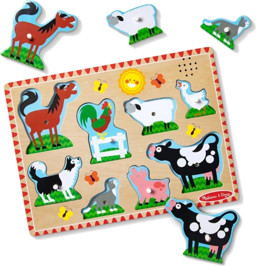 Puzzle encajable de madera con sonidos de animales de granja Melissa & Doug
