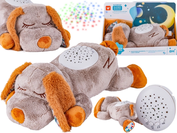 Perrito de peluche con proyector y ruido blanco - 1 unidad