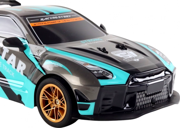 Coche deportivo RC grande 1:10 turquesa-negro
