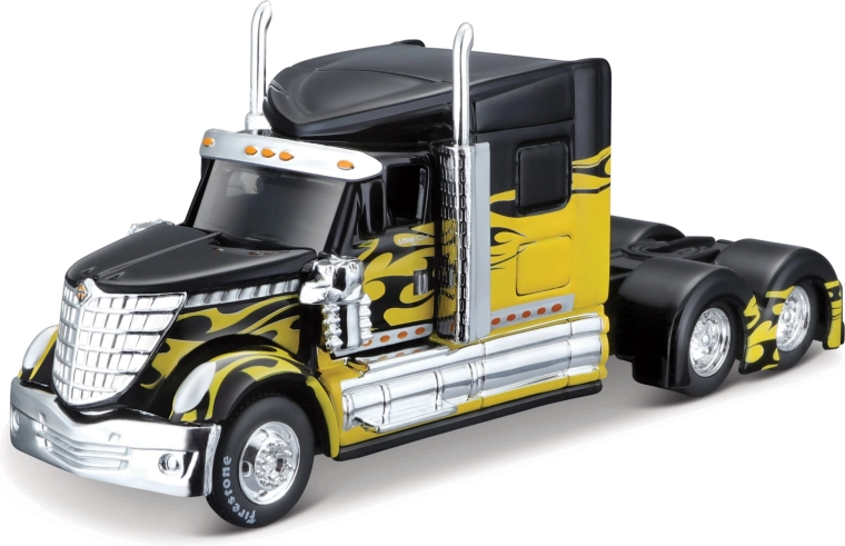 Maisto Design Custom Rigs International Lone Star negro-amarillo 1:64