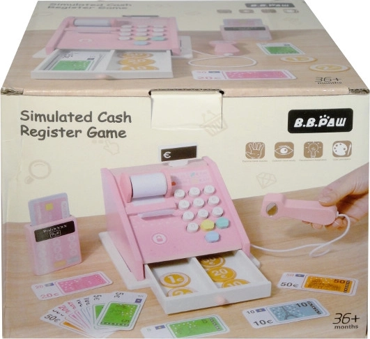 Caja registradora de madera para niños – rosa