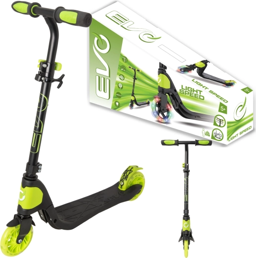 Patinete infantil plegable Evo Light Speed negro-lima con ruedas luminosas