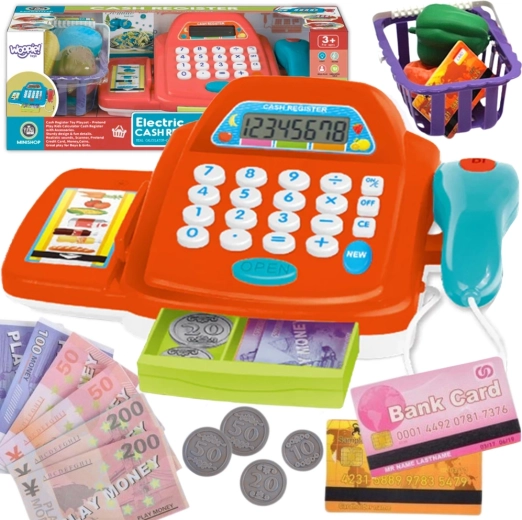 Caja registradora infantil Woopie con calculadora y accesorios