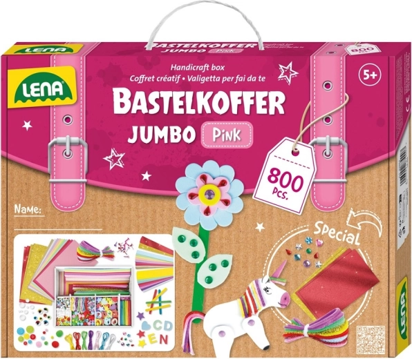 LENA maletín creativo para pequeños manitas, rosa, 800 piezas