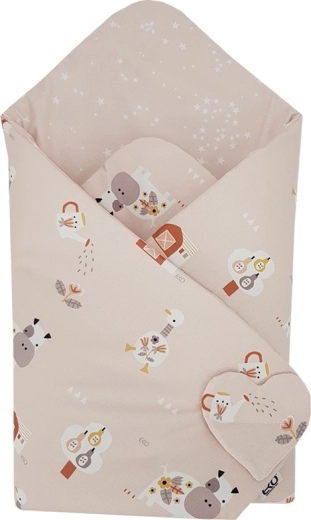 Arrullo ecológico de algodón reversible Bees Stars beige 75 × 75 cm