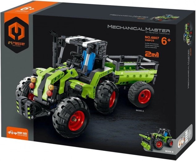 Set de construcción iM.MASTER tractor 2 en 1: tractor y tractor con remolque, 346 piezas