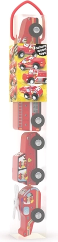 Coches de bomberos en tubo – set de juguetes de madera