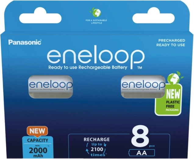 Baterías recargables Eneloop AA 2000 mAh 8 uds