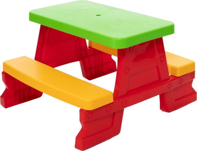 Mesa de jardín infantil con bancos Dorex roja