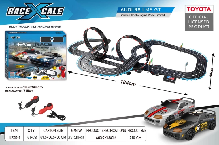 Pista de carreras con mando a distancia Toyota Supra 1:43