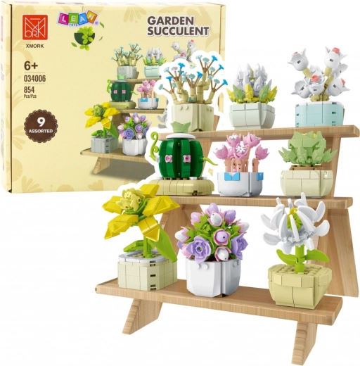 Set de construcción de flores en macetas, 9 modelos, 854 piezas