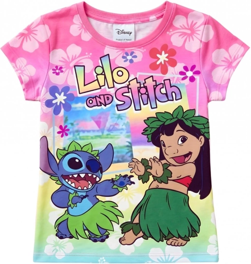 Camiseta infantil Lilo y Stitch color frambuesa
