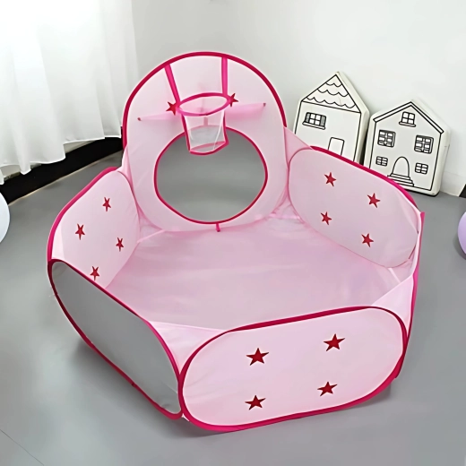 Piscina de bolas seca con cesta para pelotas