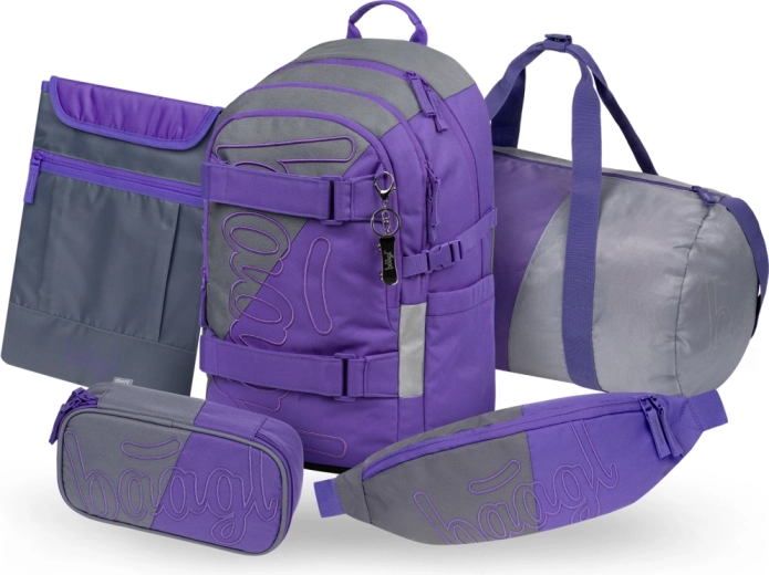 Baagl set 5 Skate Dual – mochila escolar, estuche, bolsa deportiva, riñonera y funda para portátil GRS