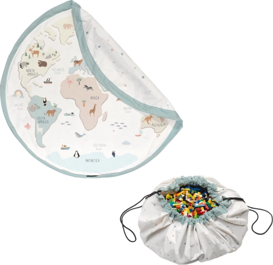 Play&Go Noomad original manta de juego y bolsa para juguetes world map colour