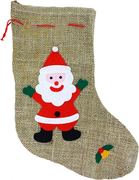 Calcetín de yute de San Nicolás con asa 38 cm