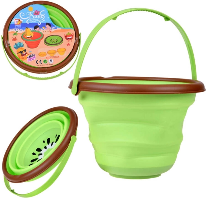 Cubo plegable de silicona con kiwi para niños