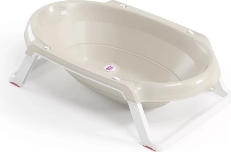 OK Baby bañera plegable antideslizante Onda Slim 0–12 meses blanca