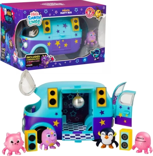Autobús de fiesta Piñata Smashlings con 4 figuras