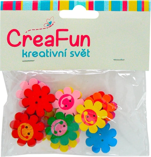 Botones de madera con flores – set de 20 uds., diámetro 2,1 cm