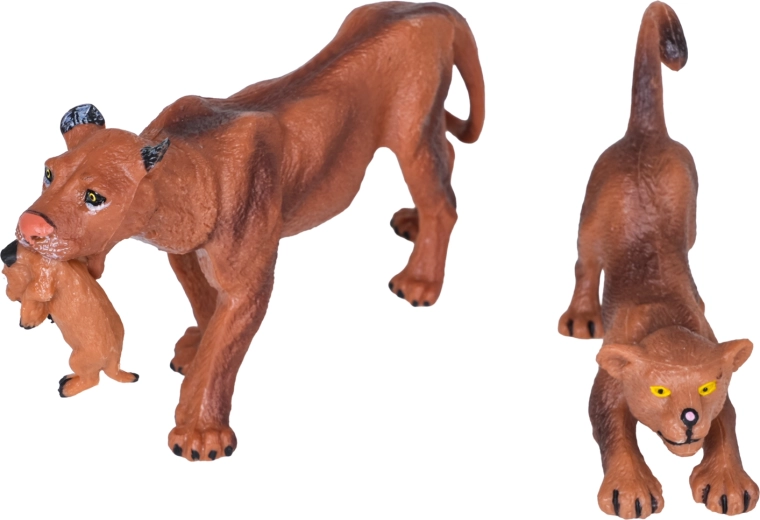 Figuras realistas de leona y cachorro de león